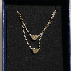 Initial "P" in Heart Necklace